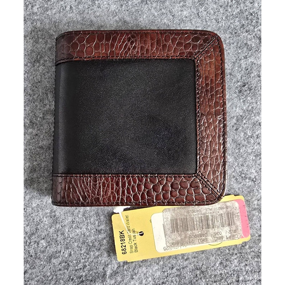 NWT Vintage Brahmin Tuscan Snap Credit Card Wallet Black Brown Model 68218BK